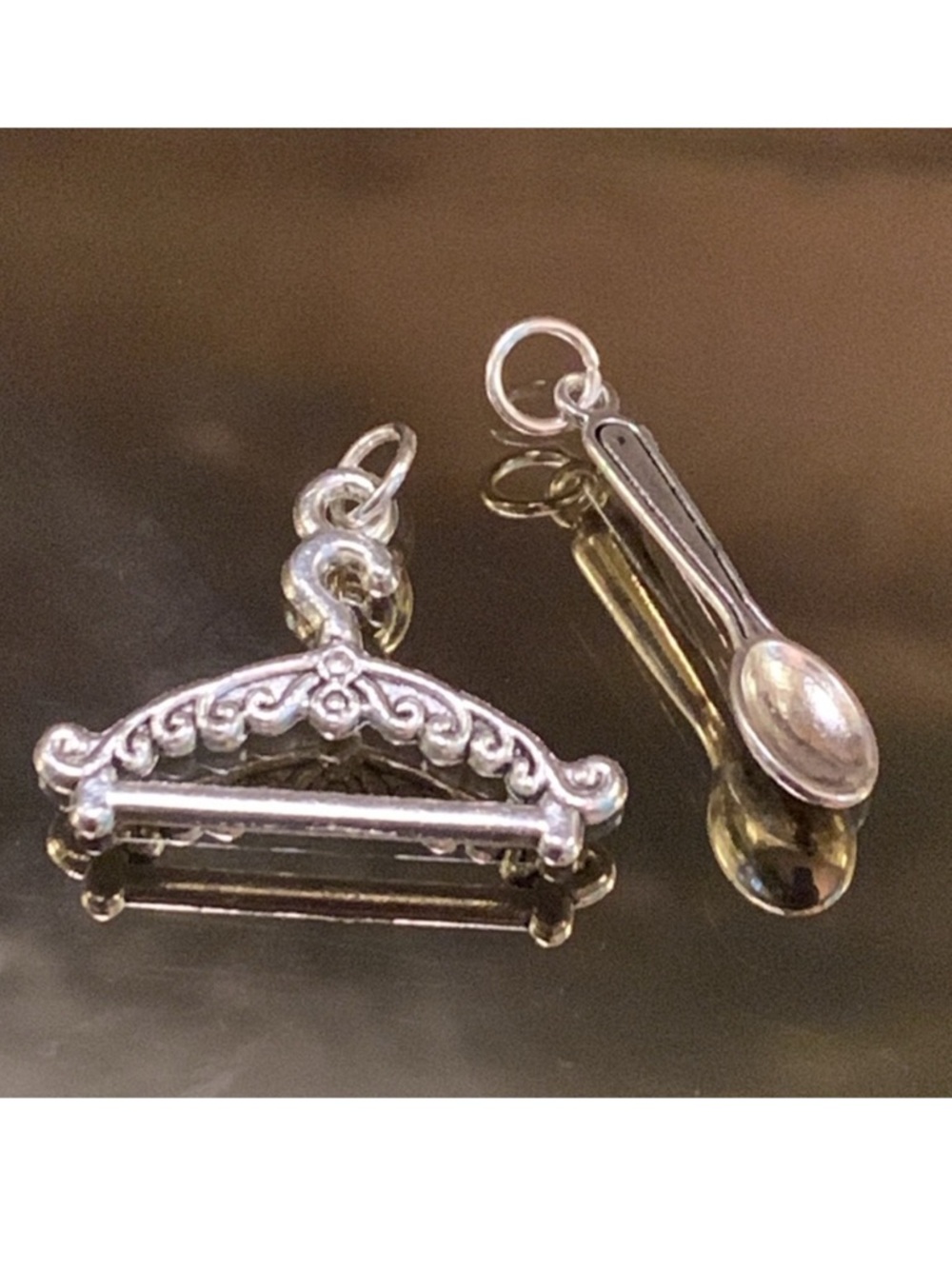 Silver Baby Hanger and Spoon charms